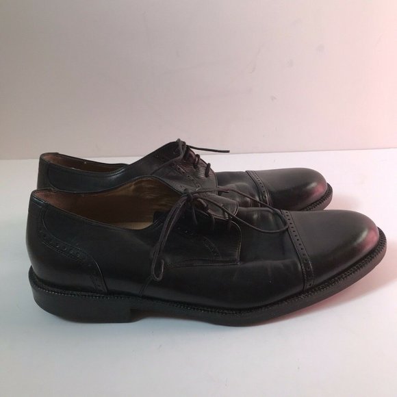 Johnston Murphy Signature Series Black Leather Cap Toe Derby Shoes 10.5 M‎ 13501